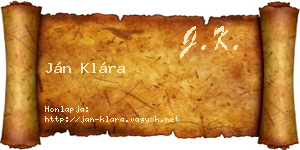 Ján Klára névjegykártya